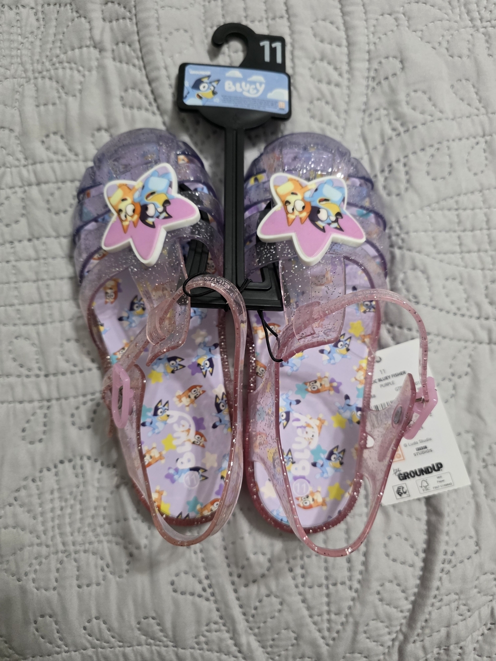 BLUEY Girls' Sparkle Jelly Sandals Purple/Pink